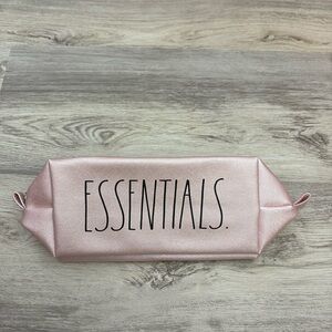 Rae Dunn Pink "Essentials" Zip Top Travel / Makeup Bag Approximately 10" X 5"